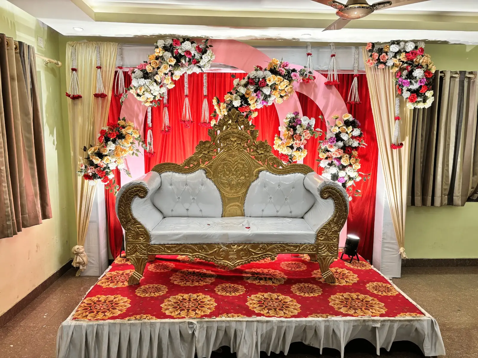 The Golden Gala Wedding Stage decoration in Bankura
